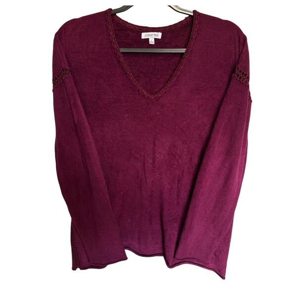 Johnny Was The Chenille Sweater Classic Whipstitch Pullover Burgundy Size Large - Picture 6 of 13